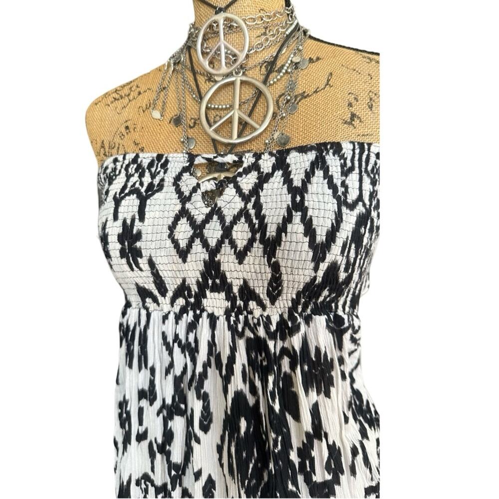 ANTHRO - RAVIYA women's Black and White Summer Strapless Dress - SIZE L - LARGE - Picture 4 of 16
